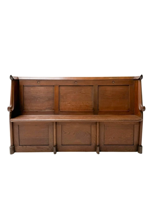 Willem Penaat Art Deco Three-Seat Bench, Solid Oak, 1920s